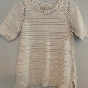 Ann Taylor Loft White Short Sleeve Sweater